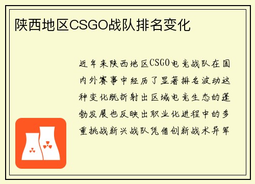 陕西地区CSGO战队排名变化