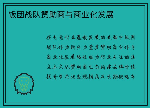 饭团战队赞助商与商业化发展